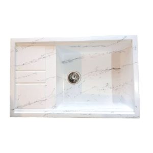 سینک گرانیتی 80 تیدومکث مدل سفید رگه طوسی