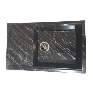سینک گرانیتی 80 تیدومکث مدل مشکی رگه طلا