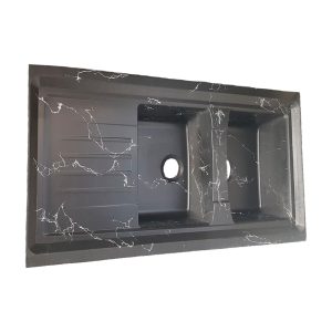 سینک گرانیتی روکار تیدومکث مدل مشکی رگه سفید