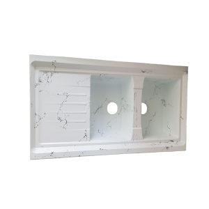 سینک گرانیتی روکار تیدومکث مدل سفید رگه مشکی