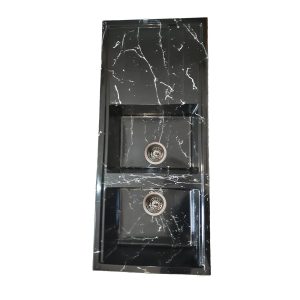 سینک گرانیتی توکار تیدومکث مدل مشکی رگه سفید